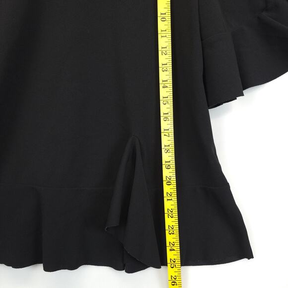 Worthington Shirt Womens Large Black Ruffle Sleeve Hem Stretch Pullover Top - Picture 7 of 10
